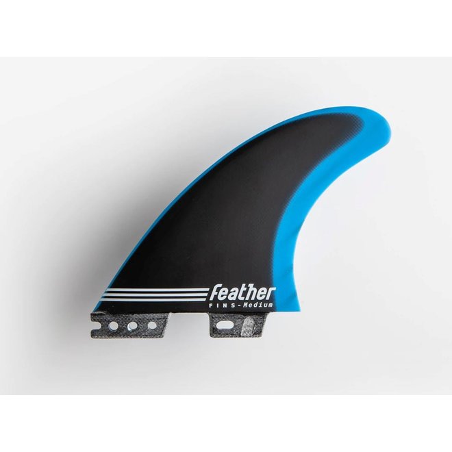 Feather Fins Fiberglass Click Tab Black Blue Thruster Set