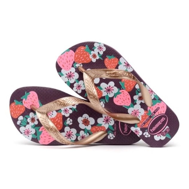 Havaianas Kids Flores Eggplant/Rose Gold Flip Flops