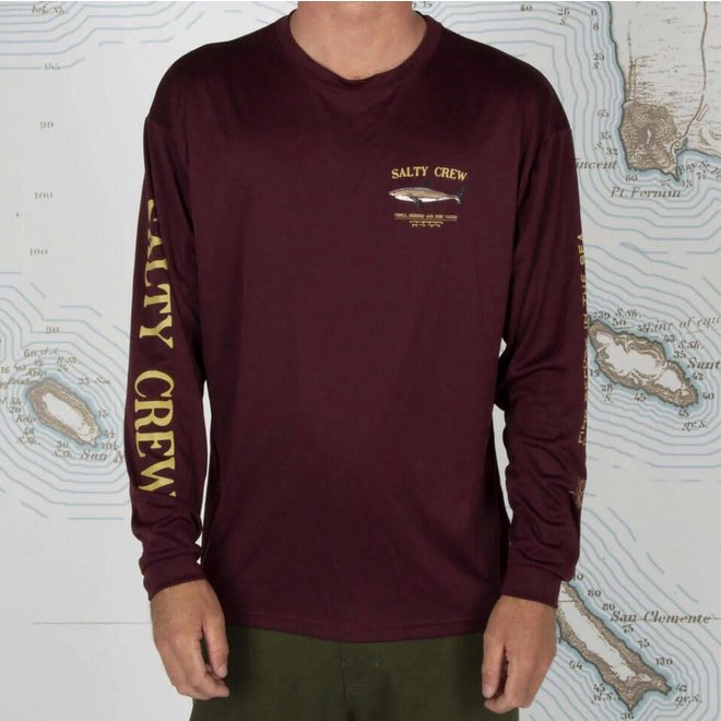 Salty Crew Bruce Burgundy Longsleeve Rashguard