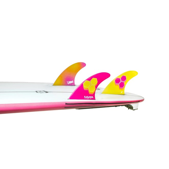 Futures FAM3 Honeycomb Thruster Fins Pink/Yellow Small