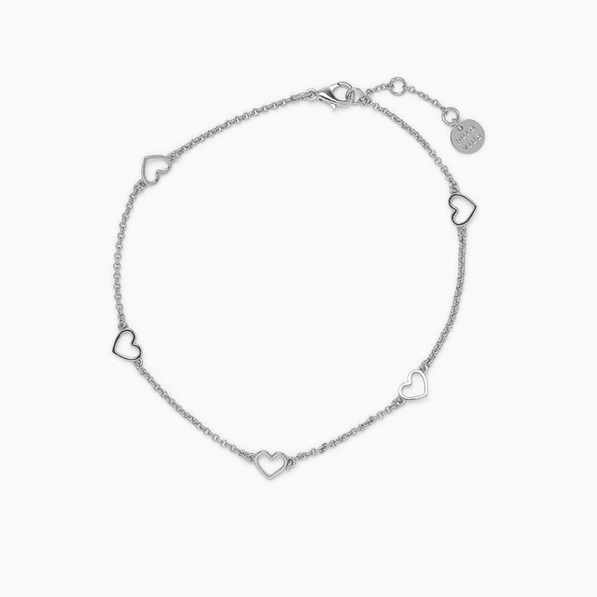 Pura Vida Dainty Hearts Anklet Silver