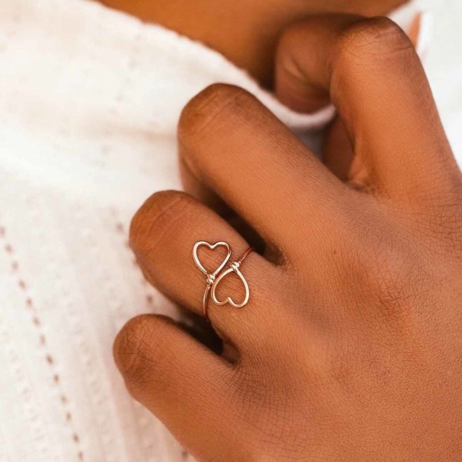 Pura Vida Heart Wire Wrap Ring Rose Gold