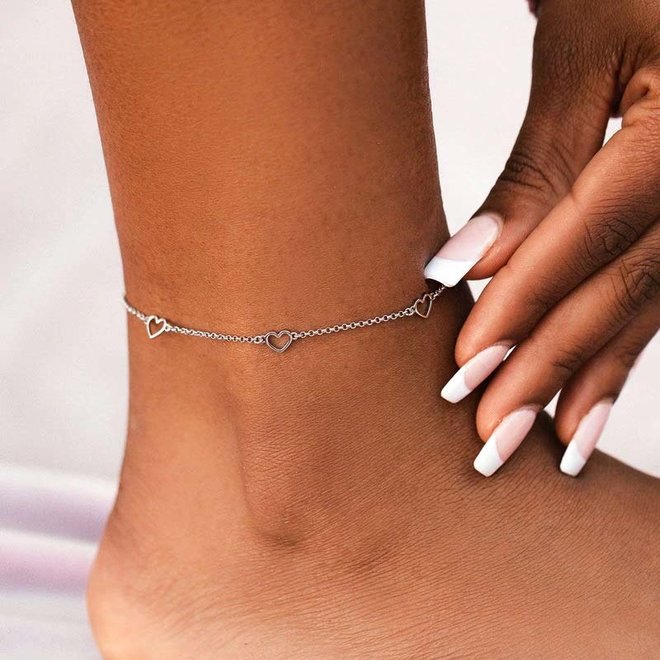 Pura Vida Dainty Hearts Anklet Silver