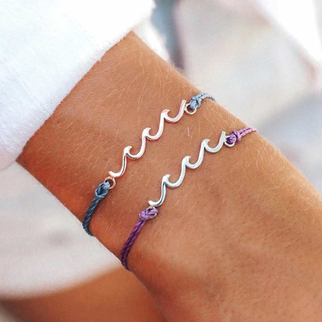 Pura Vida Delicate Wave Silver Bracelet Light Purple