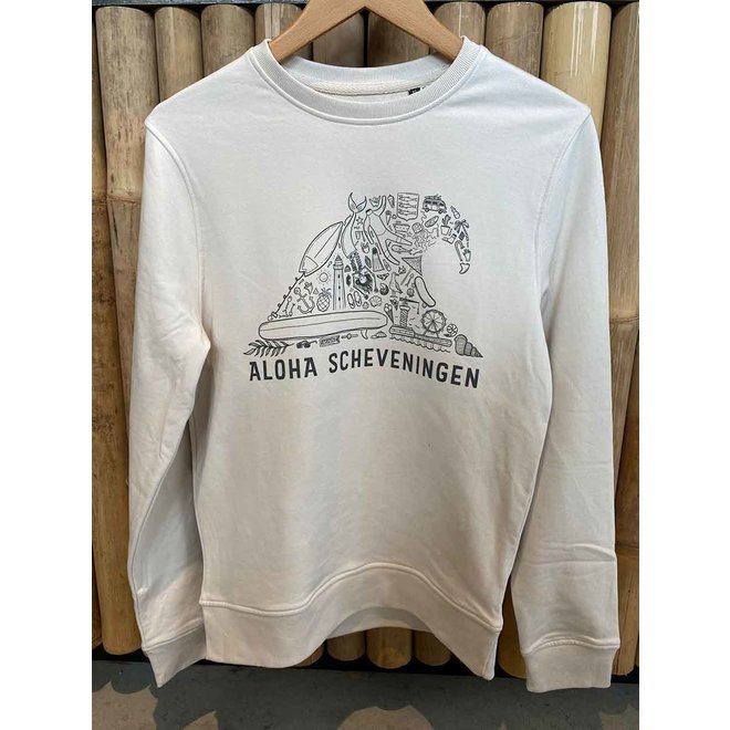 Aloha Crew Neck Off White Wave