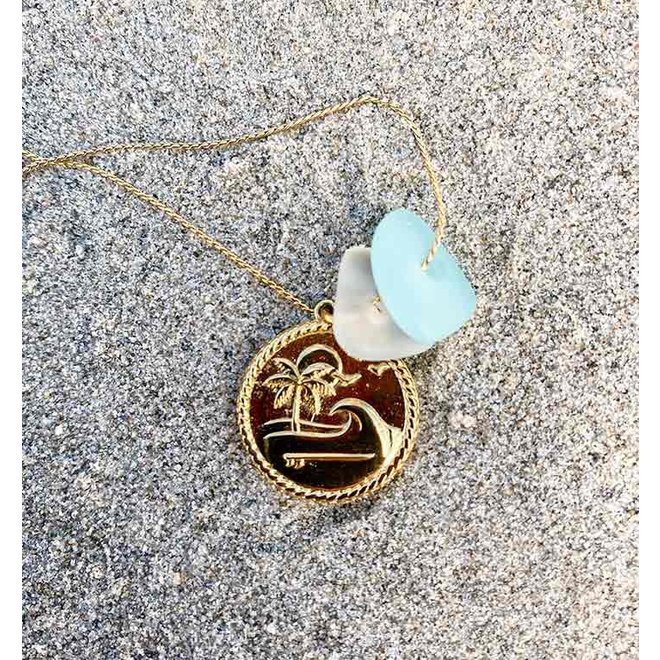 Laguna Treasures Sea Glass Necklace Island Vibes Gold