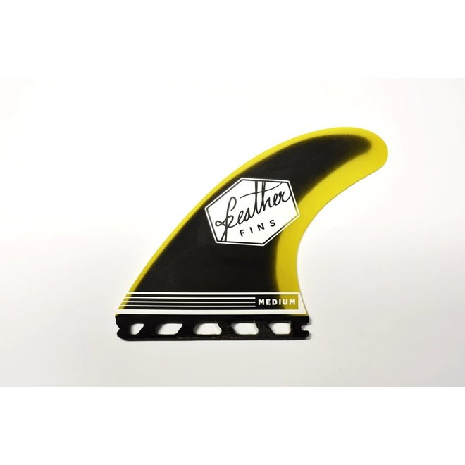 Feather Fins Single Tab Fiberglass Thruster Black & Yellow