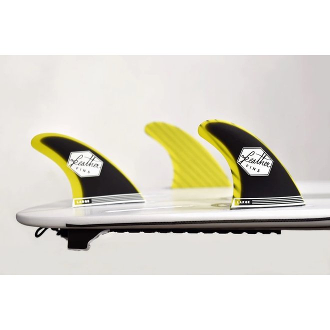 Feather Fins Single Tab Fiberglass Thruster Black & Yellow