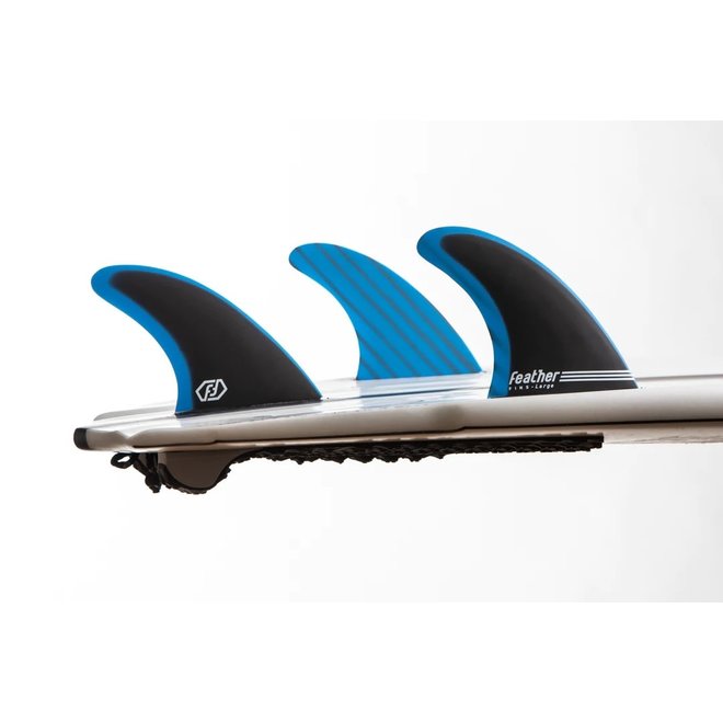 Feather Fins Single Tab Fiberglass Thruster Black Blue