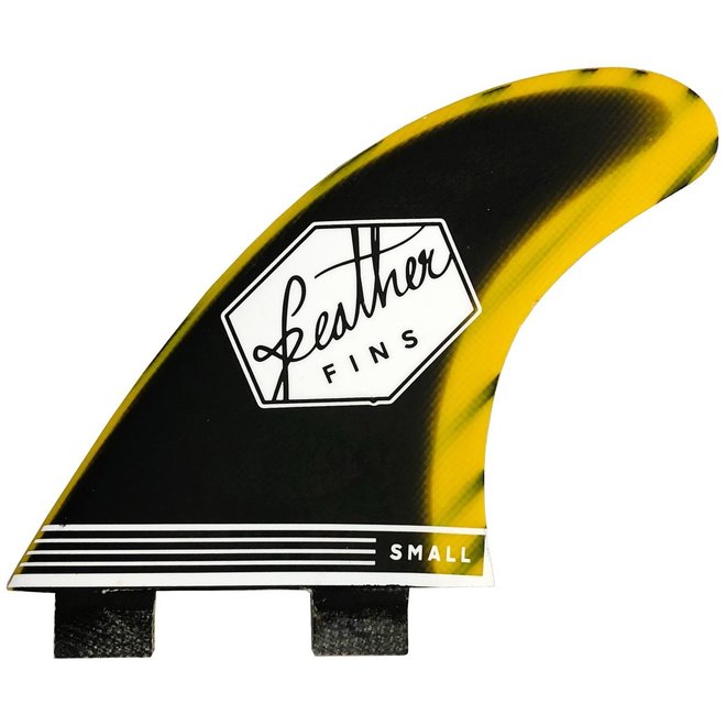 Feather Fins Dual Tab Fiberglass Thruster Black & Yellow