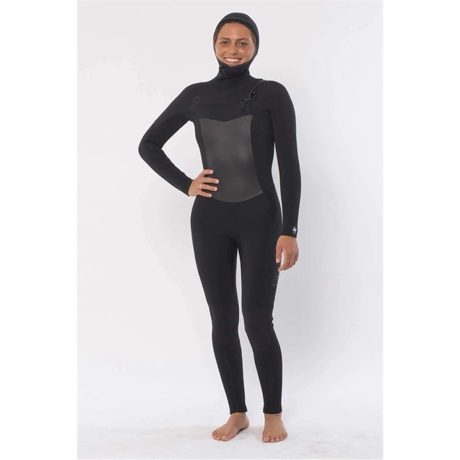Sisstrevolution 7 Seas 6/5 Dames Hooded Wetsuit – Solid Black