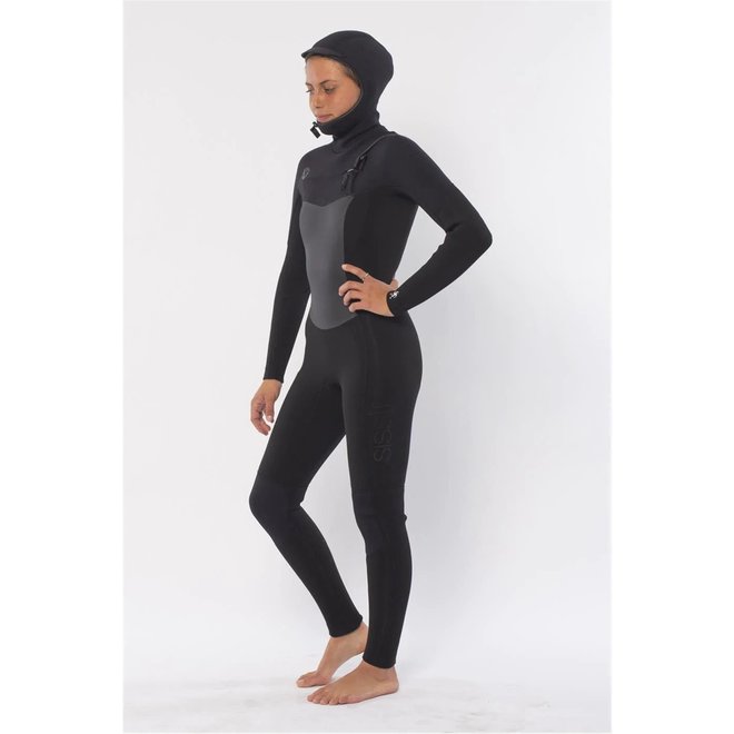 Sisstrevolution 7 Seas 6/5 Dames Wetsuit Hooded Solid Black