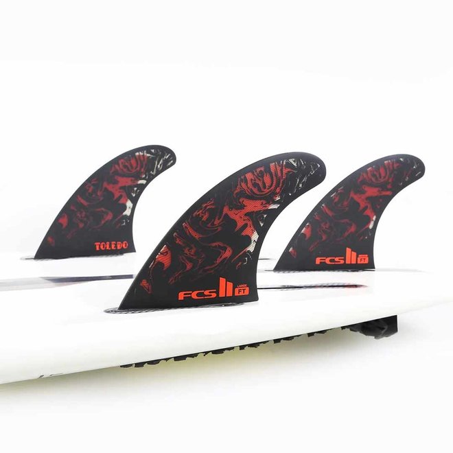 FCS II Filipe Toledo PC Black/Red Thruster Fins