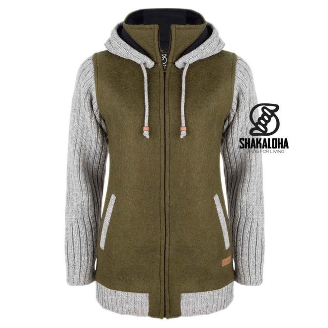 Shakaloha Baseball Zip Hoodie Olive