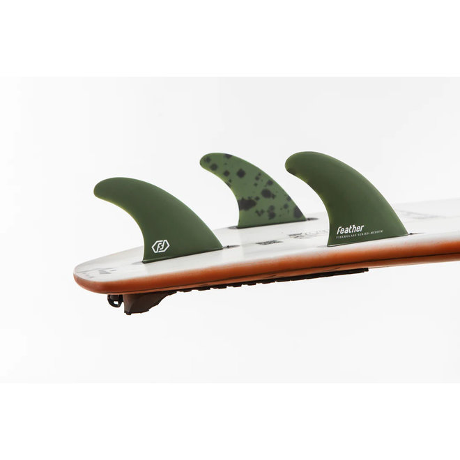 Feather Fins Single Tab Fiberglass Thruster Green