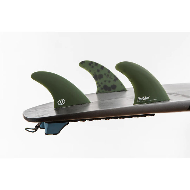 Feather Fins Click Tab Fiberglass Thruster Green