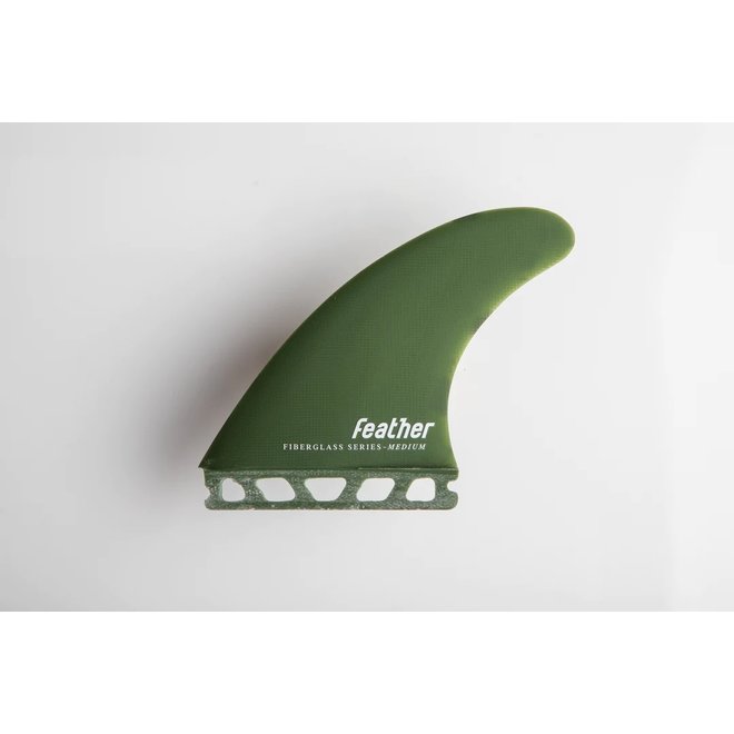 Feather Fins Single Tab Fiberglass Thruster Green