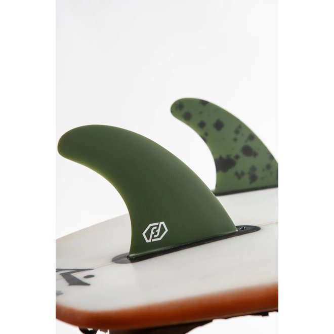 Feather Fins Single Tab Fiberglass Thruster Green