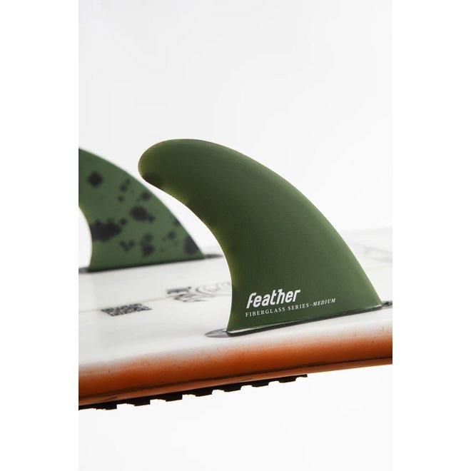 Feather Fins Single Tab Fiberglass Thruster Green