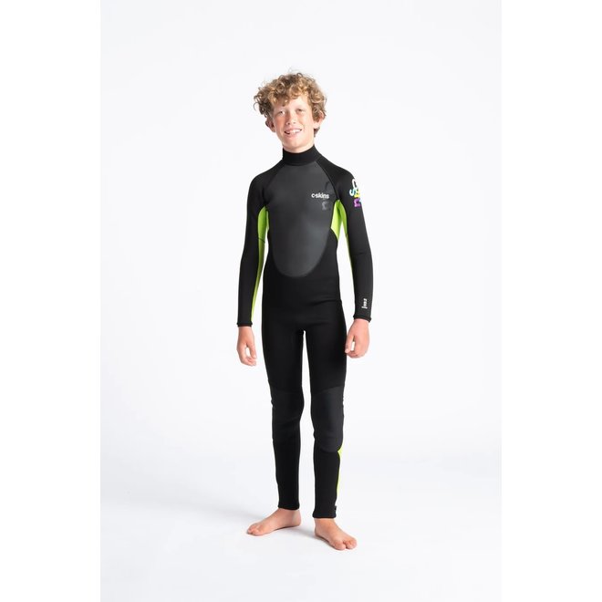 C-Skins Legend Junior 4/3mm Kids Wetsuit - Ink Blue, Lime & Flo Red