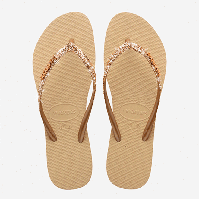 Havaianas Slim Glitter II Sand Grey Slippers for sale at Aloha. Aloha surf