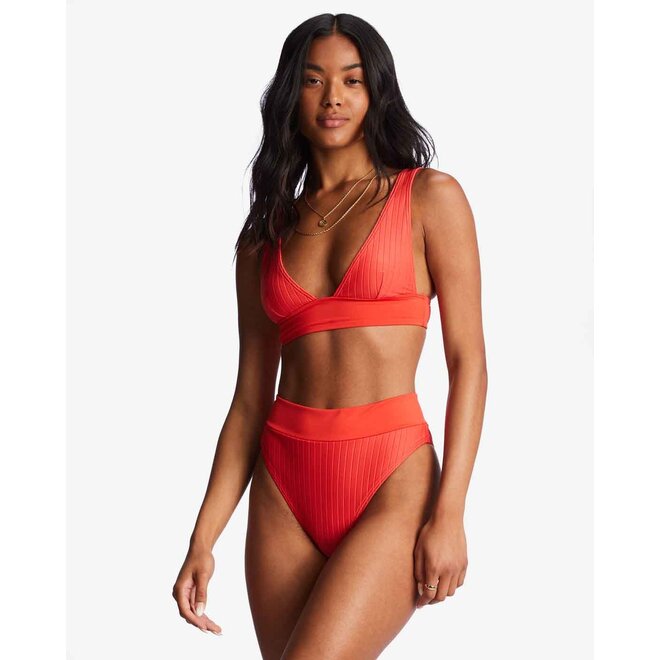 Billabong Dames Lined Up Plunge Bikini Top Bright Poppy