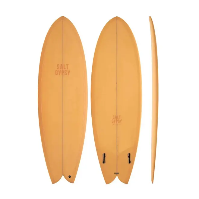 5'8 Salt Gypsy ShoreBird PU - FCS II - 2 Fin - Pale Apricot Tint