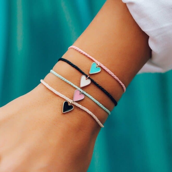 Pura Vida Petite Heart Silver Charm Bracelet White