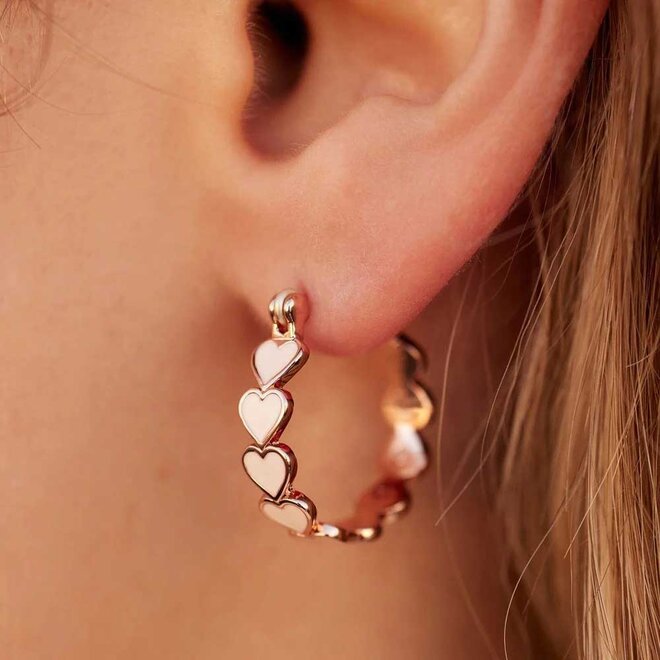 Pura Vida Enamel Heart Hoop Earrings Rose Gold