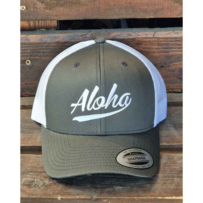 Aloha 6-Panel Trucker Cap Dark Grey White