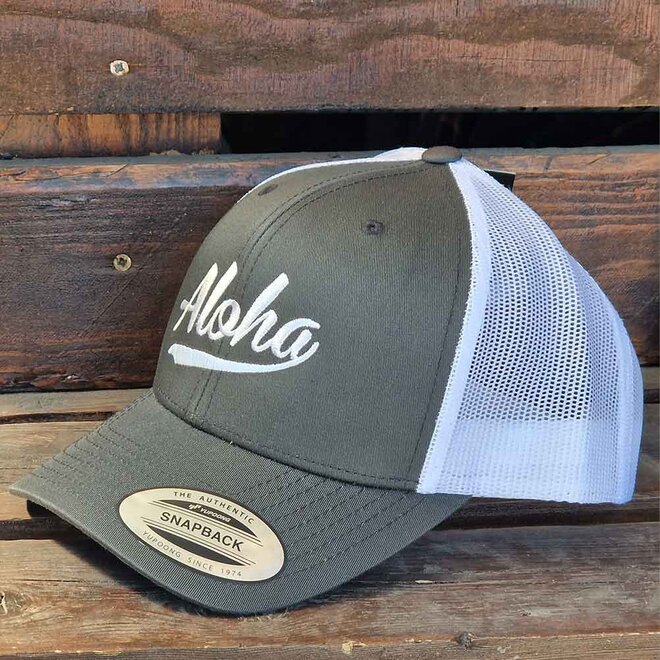 Aloha 6-Panel Trucker Cap Dark Grey White