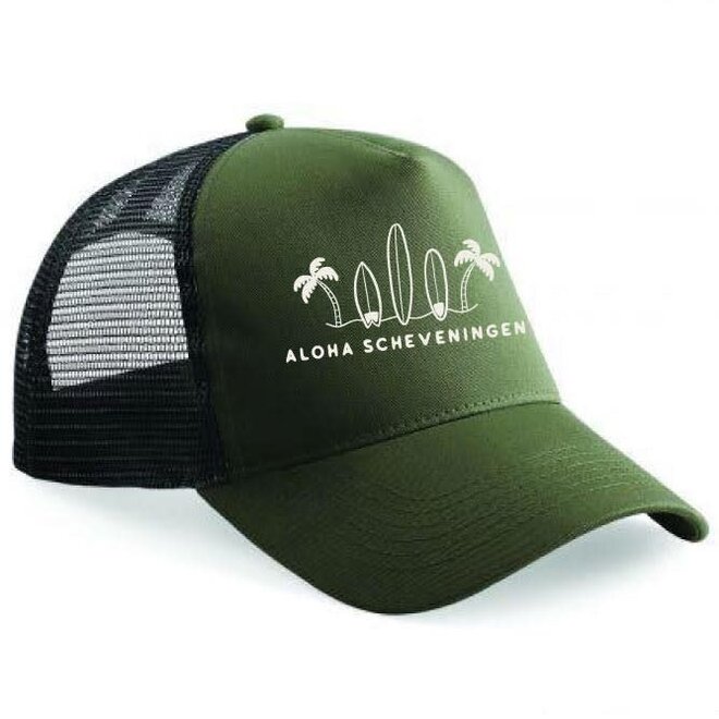 Aloha Trucker Cap 3 Surfboards Olive