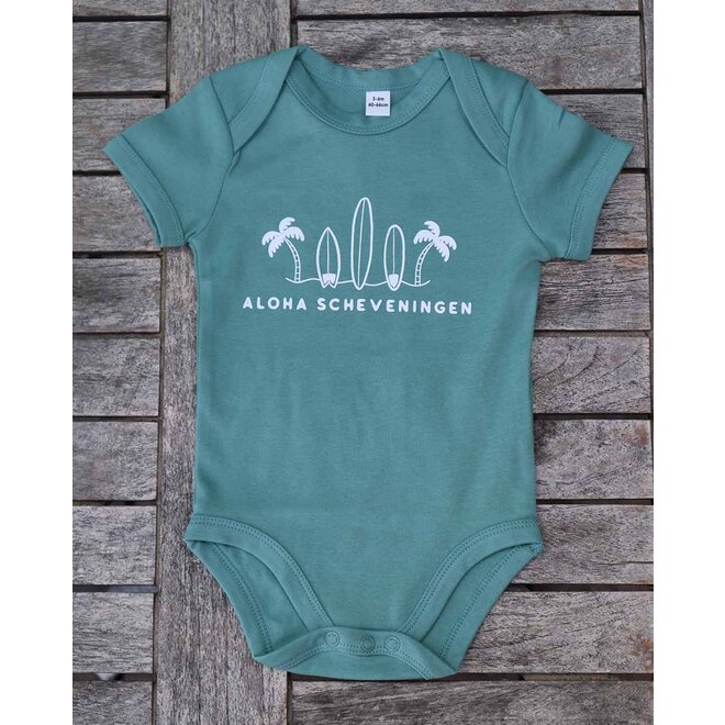 Aloha Baby Romper 3 Surfboards Sage Green