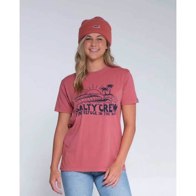 Salty Crew Dames Shorebreak Boyfriend Tee Rosewood