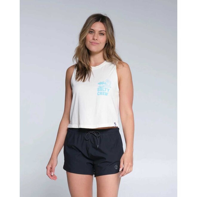 Salty Crew Dames Kelp Forest Cropped Muscle Tank Bone