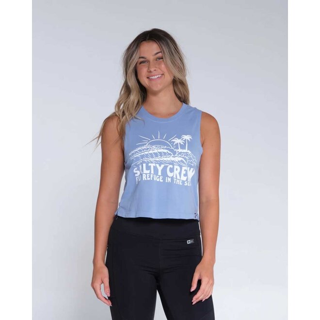 Salty Crew Dames Shorebreak Cropped Muscle Tank Marine Blue