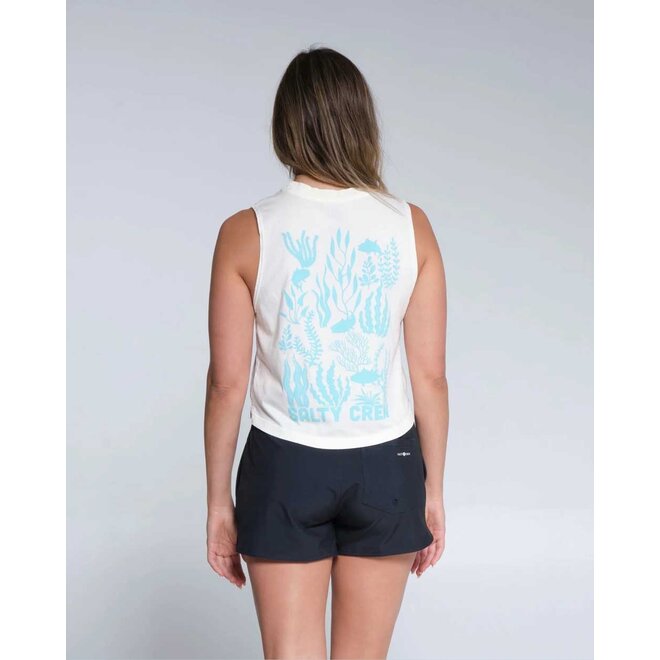 Salty Crew Dames Kelp Forest Cropped Muscle Tank Bone