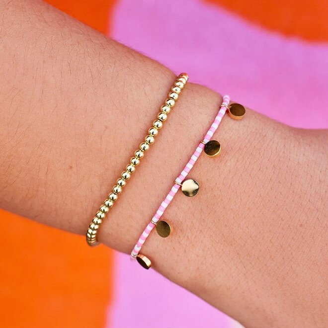Pura Vida Cabana Stretch Bracelet Set Pink Gold