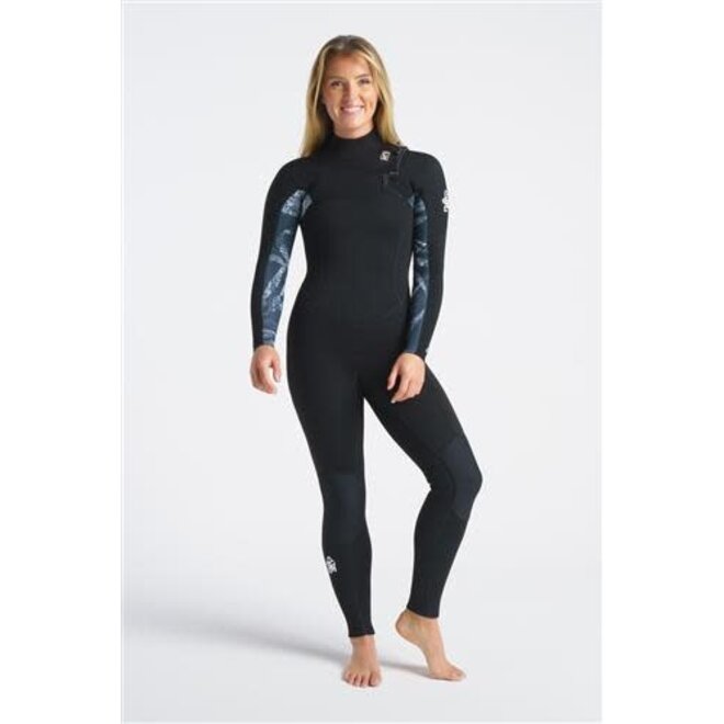 C-Skins C-Solace 5:4:3 Womens GBS Chest Zip wetsuit-BK-TBK-WH