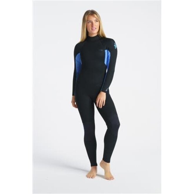 C-Skins C-Surflite 4:3 Womens GBS Back Zip wetsuit-BK-BLTD-BL