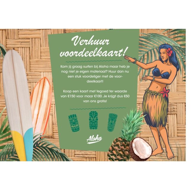 Aloha Surfschool Rental Kaart €150 tegoed