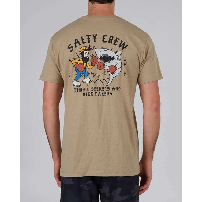 Salty Crew Mens Fish Fight S/S Tee Khaki Heather