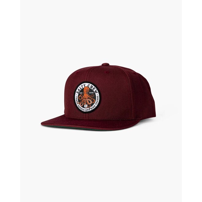 Salty Crew Deep Reach 6 Panel Cap Salty Burgundy