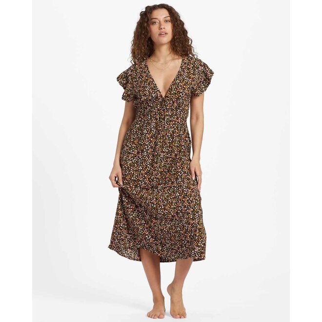 Billabong Dames Picnic Date Dress Black Sands