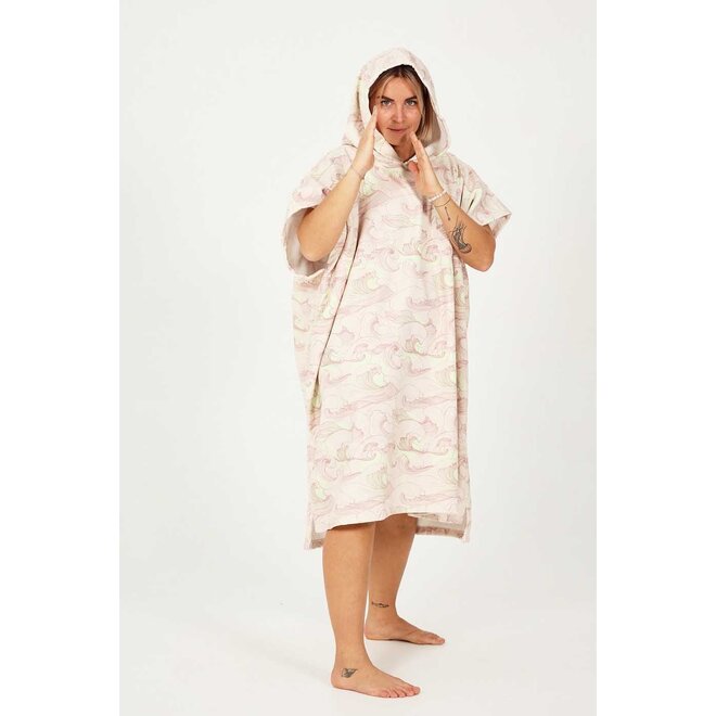 After Surf Poncho Japan Waves Soft Pink