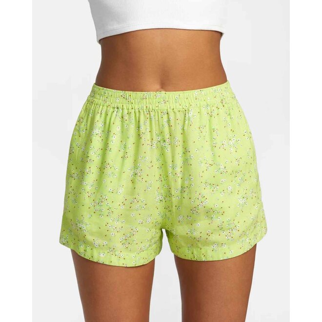 RVCA Dames Sawyer Print Elastic Waist Shorts Neon Green