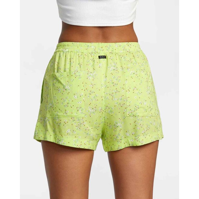 RVCA Dames Sawyer Print Elastic Waist Shorts Neon Green