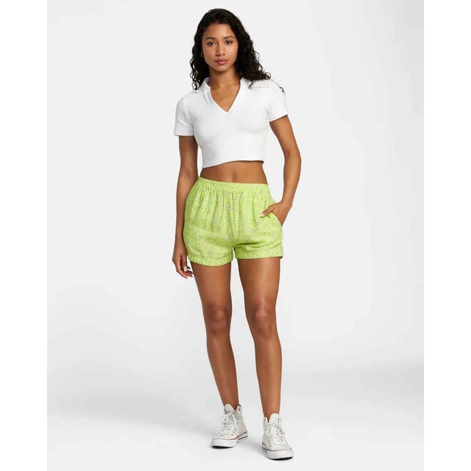 RVCA Dames Sawyer Print Elastic Waist Shorts Neon Green