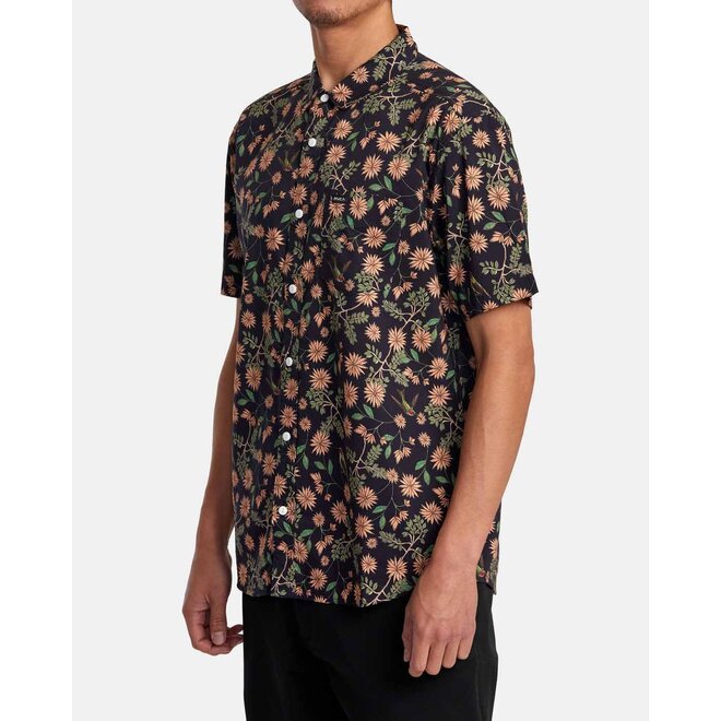 RVCA Heren Morning Glory SS Shirt Garage Blue