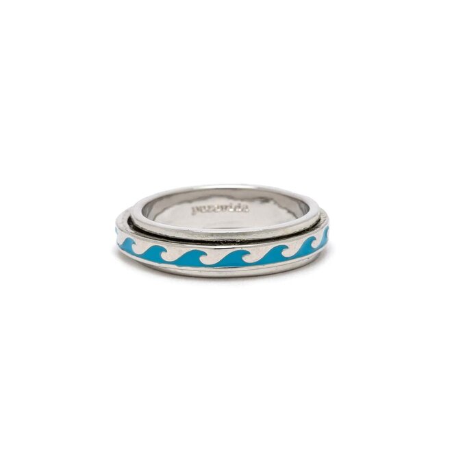 Pura Vida Enamel Wave Fidget Ring Silver